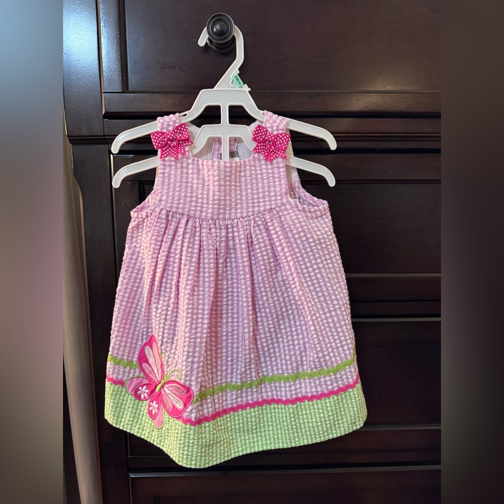 3x35 Emily Rose Pink and Green Casual Dress for Kids
